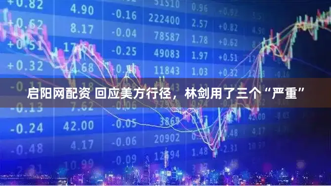 启阳网配资 回应美方行径，林剑用了三个“严重”