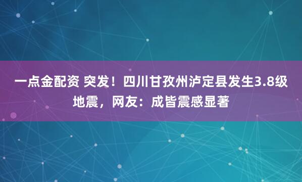 一点金配资 突发！四川甘孜州泸定县发生3.8级地震，网友：成皆震感显著