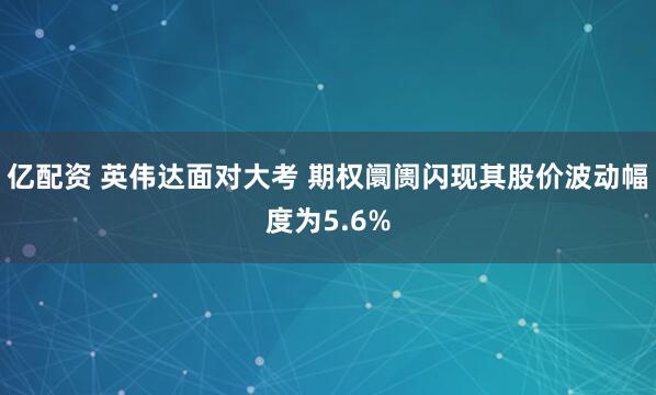 亿配资 英伟达面对大考 期权阛阓闪现其股价波动幅度为5.6%