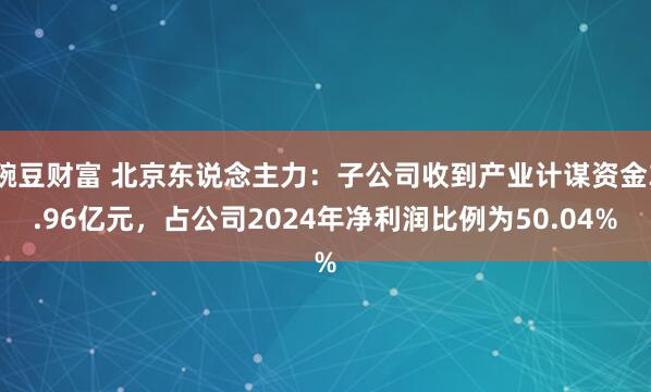 豌豆财富 北京东说念主力：子公司收到产业计谋资金3.96亿元，占公司2024年净利润比例为50.04%
